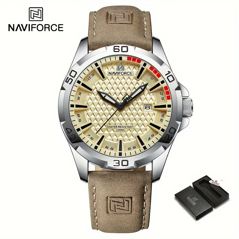 NAVIFORCE QH55357 Saatı – PU Dəri Kəmərli, Suya Dayanıqlı Qol saatı
