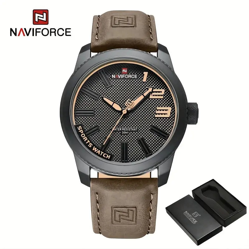 NAVIFORCE QH55357 Saatı – PU Dəri Kəmərli, Suya Dayanıqlı Qol saatı
