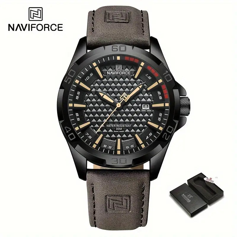 NAVIFORCE QH55357 Saatı – PU Dəri Kəmərli, Suya Dayanıqlı Qol saatı